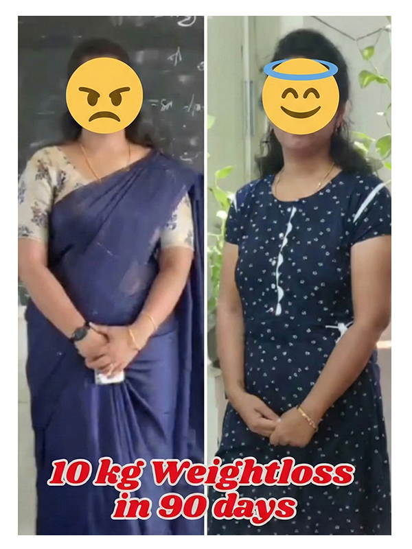 Client transformation showing inch loss and confidence